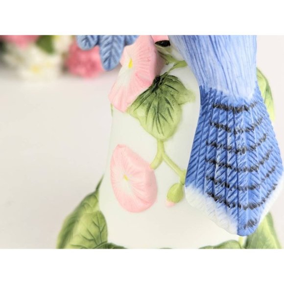 2001 Avon Collectible Bisque Porcelain Blue Jay on Flower Bell Figurine Vintage - Picture 8 of 8